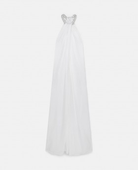  Stella Mccartney Crystal Halterneck Satijnen Maxi-jurk Zuiver Wit | Damesjurken