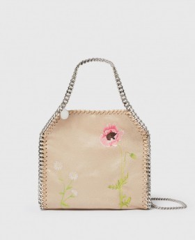  Stella Mccartney Falabella Mini Tote met Bloemenborduursel en Botercrème | Dames De Iconische Falabella