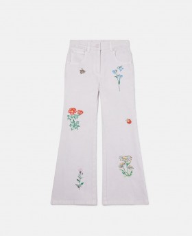  Stella Mccartney Flower Embroidered Jeans Paars | Kinderbroeken & Shorts