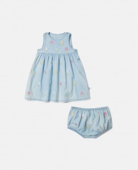  Stella Mccartney Ice Cream geborduurde jurk en bloomer set blauw | Kinderjurken en jumpsuits