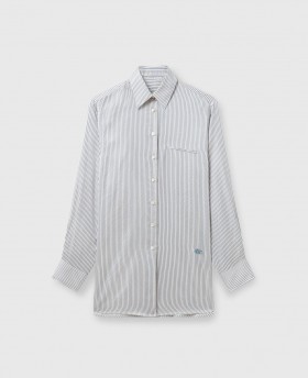  Stella Mccartney Logo Pinstripe Shirt Wit En Staal | Dames Shirts En Tops