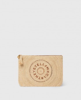  Stella Mccartney Logo Raffia Clutch Pouch Natural | Dames Crossbodytassen