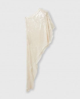 Stella Mccartney Eenmouwige Sequin Jurk Crème | Dames Jurken