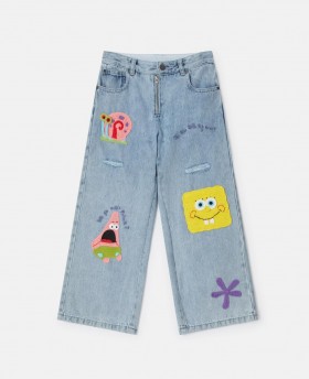  Stella Mccartney Spongebob Graphic Denim Jeans Blauw | Kinderbroeken & Shorts