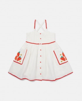  Stella Mccartney Strawberry geborduurde mouwloze jurk crème | Kinderjurken en jumpsuits