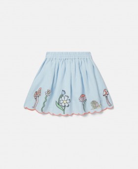  Stella Mccartney Woodland Friends Elastische rok met geschulpte rand, blauw | Kinderbroeken en shorts