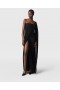  Stella McCartney Ruched Knotted Sheer Panel Maxi Dress Black | Naisten Mekot