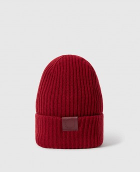  Stella McCartney Ribbed Logo Beanie Lipstick Red | Naisten hatut ja huivit
