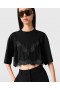  T-shirt court noir Stella McCartney à empiècement en dentelle | Sweat-shirts et t-shirts pour femmes