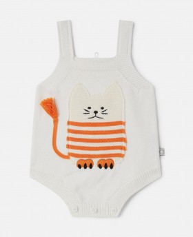  Combinaison Stella McCartney à motif chat brodé, couleur crème | Bébé garçon
