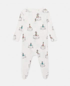  Coffret cadeau barboteuse à imprimé chat Stella McCartney couleur crème | Bébé garçon