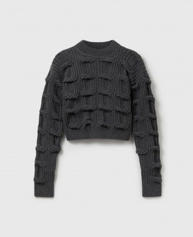  Pull en maille torsadée Stella McCartney Falabella, gris foncé chiné | Tricots pour femmes