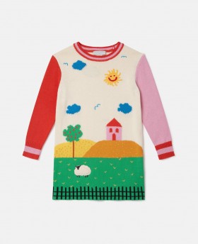 Robe tricotée Stella McCartney motif ferme multicolore | Robes et combinaisons pour enfants
