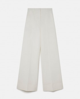  Pantalon Stella McCartney taille haute, jambes larges, en laine, blanc crème | Confection pour femmes