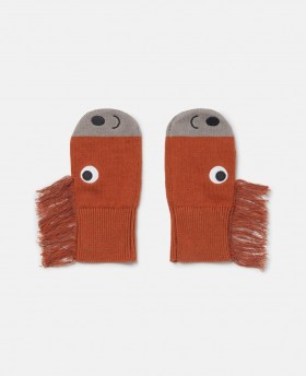  Moufles à franges Stella McCartney motif cheval marron | Chaussures et accessoires pour enfants
