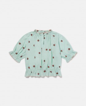  Haut à manches courtes Stella McCartney Coccinelle, vert à bordure plissée | T-shirts et hauts pour enfants