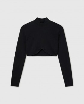 Haut Stella McCartney Miracle à manches longues en maille compacte noire | Chemises et hauts pour femmes