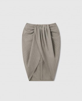  Jupe midi grise à fines rayures et fronces Stella McCartney | Jupes pour femmes