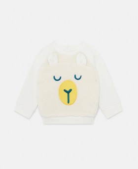  Sweat-shirt blanc à col rond Stella McCartney avec appliqué mouton | Sweat-shirts et t-shirts pour enfants