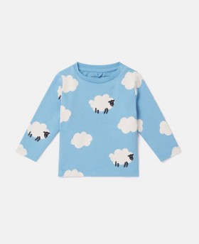  T-shirt à manches longues Stella McCartney à motif mouton, bleu et blanc | Sweat-shirts et t-shirts pour enfants
