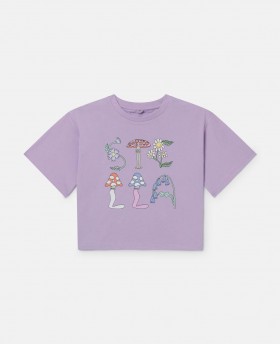 T-shirt court violet Stella McCartney Stella Woodland Lettering | T-shirts et hauts pour enfants