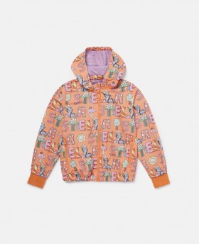 Imperméable à capuche orange Stella McCartney Stella Woodland Lettering | Vêtements d'extérieur pour enfants