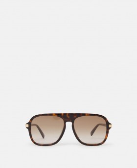  Lunettes de soleil Stella McCartney Straight Edge, monture écaille brillante et or | Lunettes de soleil femme