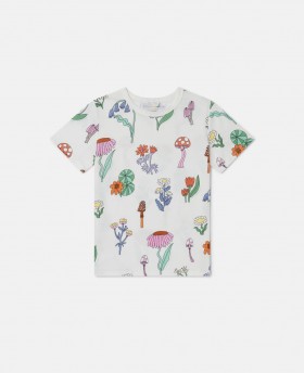  T-shirt Stella McCartney blanc à col rond imprimé forêt | T-shirts et hauts pour enfants