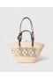  Stella McCartney Logo Raffia Häkeltasche, mittelgroß, Natur | Damen-Schultertasche