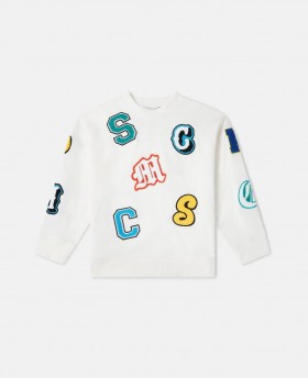  Stella McCartney Sweatshirt mit gestickten Initialen, cremefarben | Kinder-T-Shirts und Sweatshirts