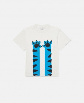  Stella McCartney Katzen-T-Shirt mit Aufdruck in Creme | Kinder-T-Shirts und Sweatshirts