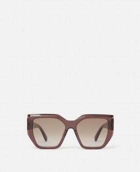  Stella McCartney Chunky Square Cat-Eye Sonnenbrille, glänzend dunkelbraun und gold | Damen-Sonnenbrille