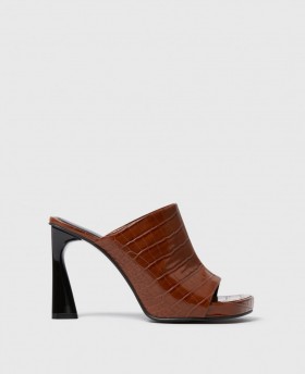 Stella McCartney Elsa Pantoletten mit Absatz, Braun | Damenschuhe