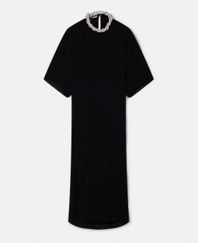  Stella McCartney Falabella Maxikleid mit Kristallkette, Schwarz | Damenkleider