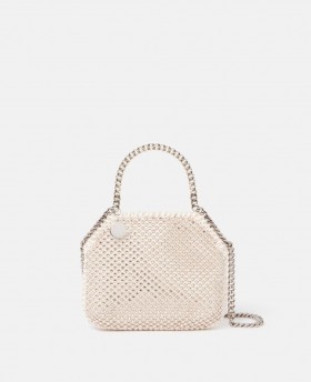  Stella McCartney Falabella Mini-Tragetasche aus Kristallnetz, Mandel | Damen Die ikonische Falabella