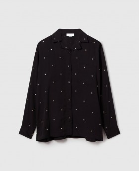  Stella McCartney bleifreies, übergroßes Kristallhemd, Schwarz | Damenhemden und -tops