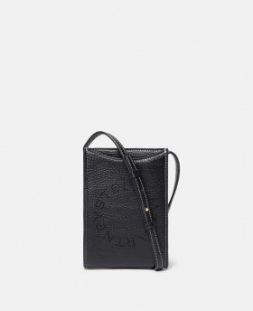 Stella McCartney Logo Grainy Alter Mat Crossbody Handytasche Schwarz | Damen Geldbörsen
