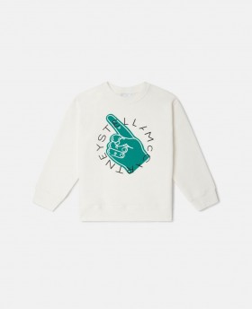  Stella McCartney Logo College-Langarmshirt mit Grafik, Creme | Kinder-T-Shirts und Sweatshirt