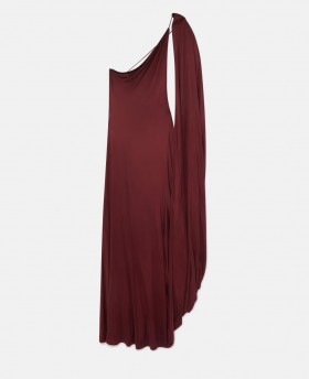  Stella McCartney schulterfreies Cape-Kleid, Dunkelkirsche | Damenkleider