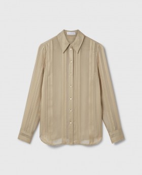  Stella McCartney Transparente, gestreifte Bluse mit Einsätzen, Beige | Damenblusen und -tops