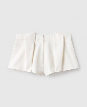  Stella McCartney Slouchy Paneled Plissee Shorts Weiß | Damenhosen und Shorts