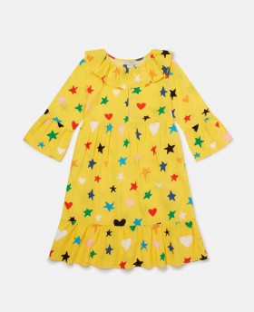 Stella McCartney Langarmkleid mit Sternenmuster, Gelb | Kinderkleider & Jumpsuits