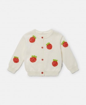  Stella McCartney Erdbeer-Häkelcardigan, Creme | Kinder-Sweatshirt und T-Shirts