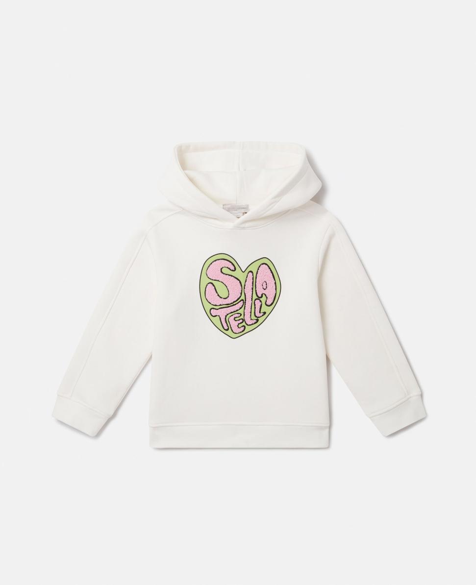  Stella McCartney Stella Hoodie mit Grafikapplikation, Elfenbein, Mehrfarbig | Kinderpullover & Strickjacken